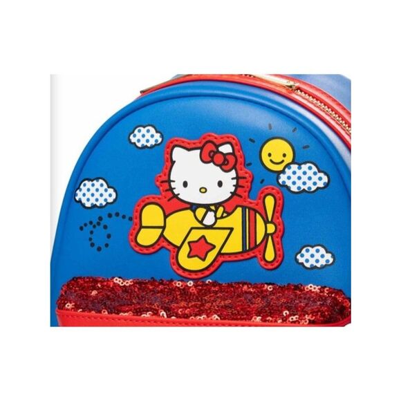 Loungefly Sanrio Hello Kitty Flight Adventure Plane Sequin Mini Backpack Bag NWT main image 7